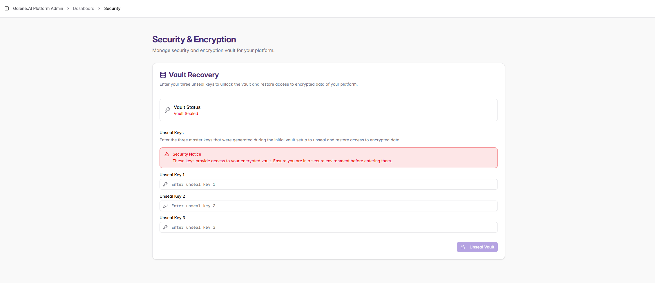 Security &amp; Encryption Interface