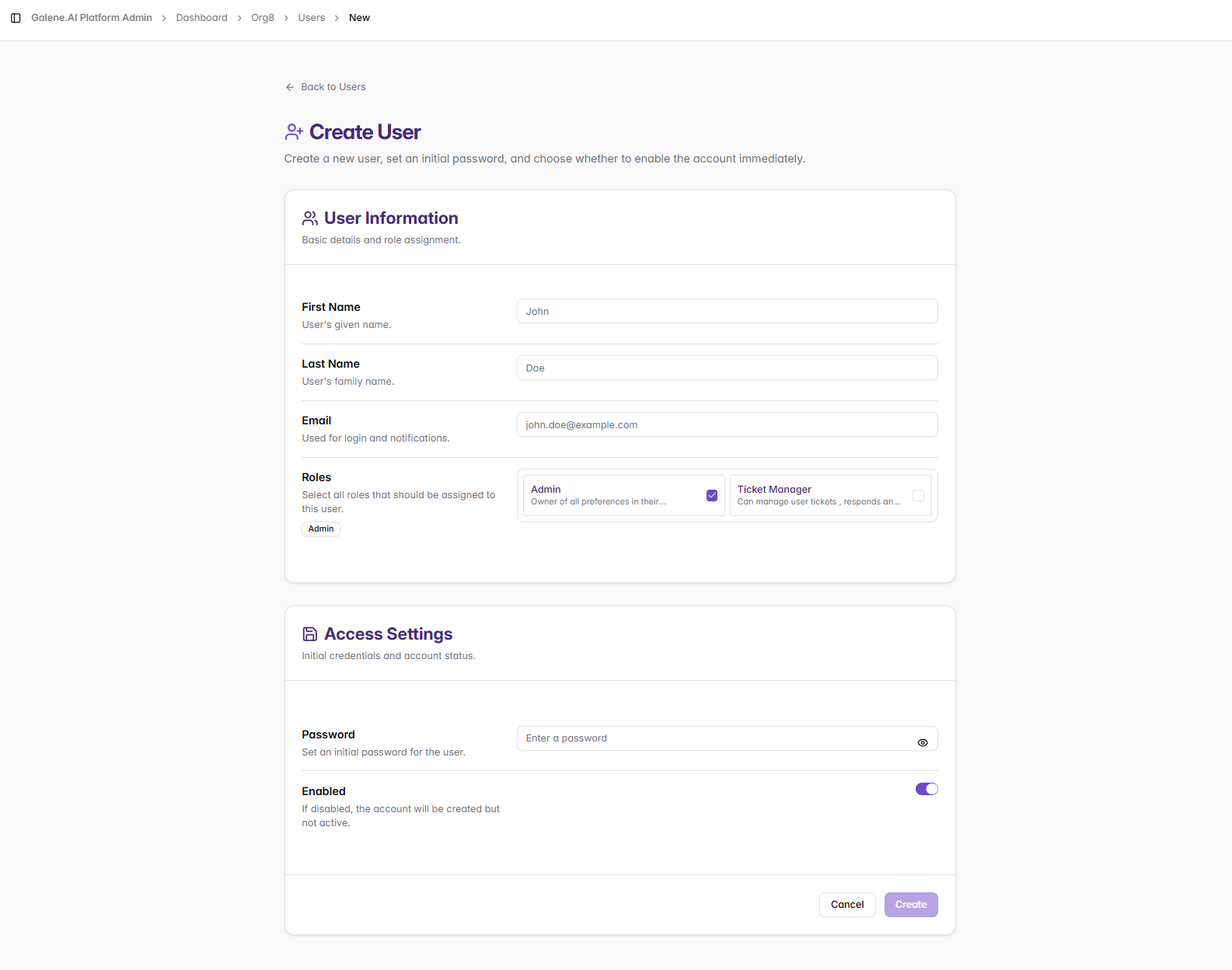Create User Form
