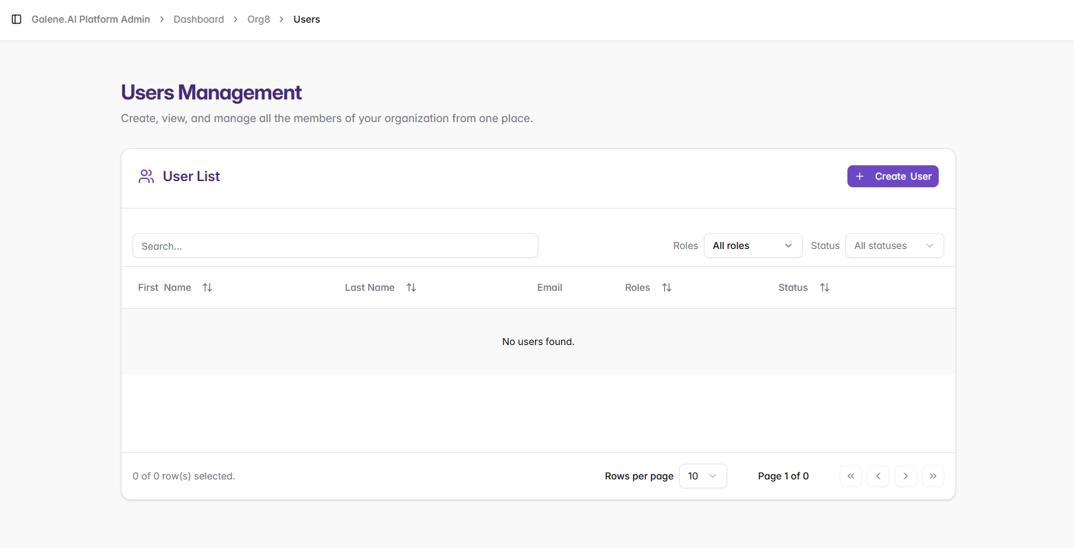 User Management Interface