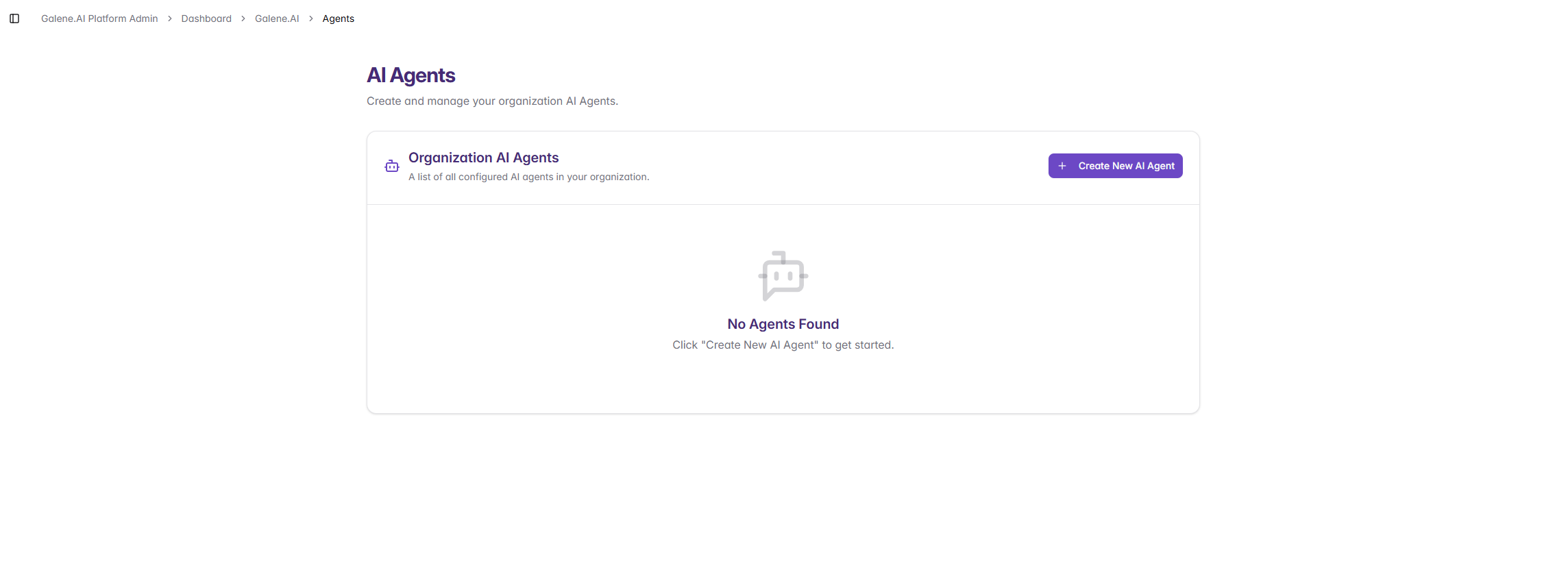 Admin Agent Creation Interface