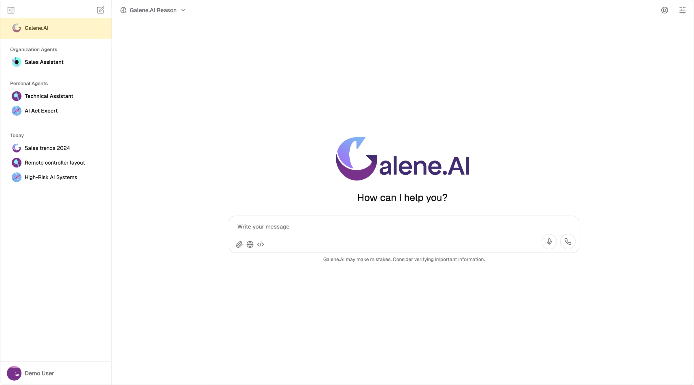 Galene.AI Chat Button highlighted