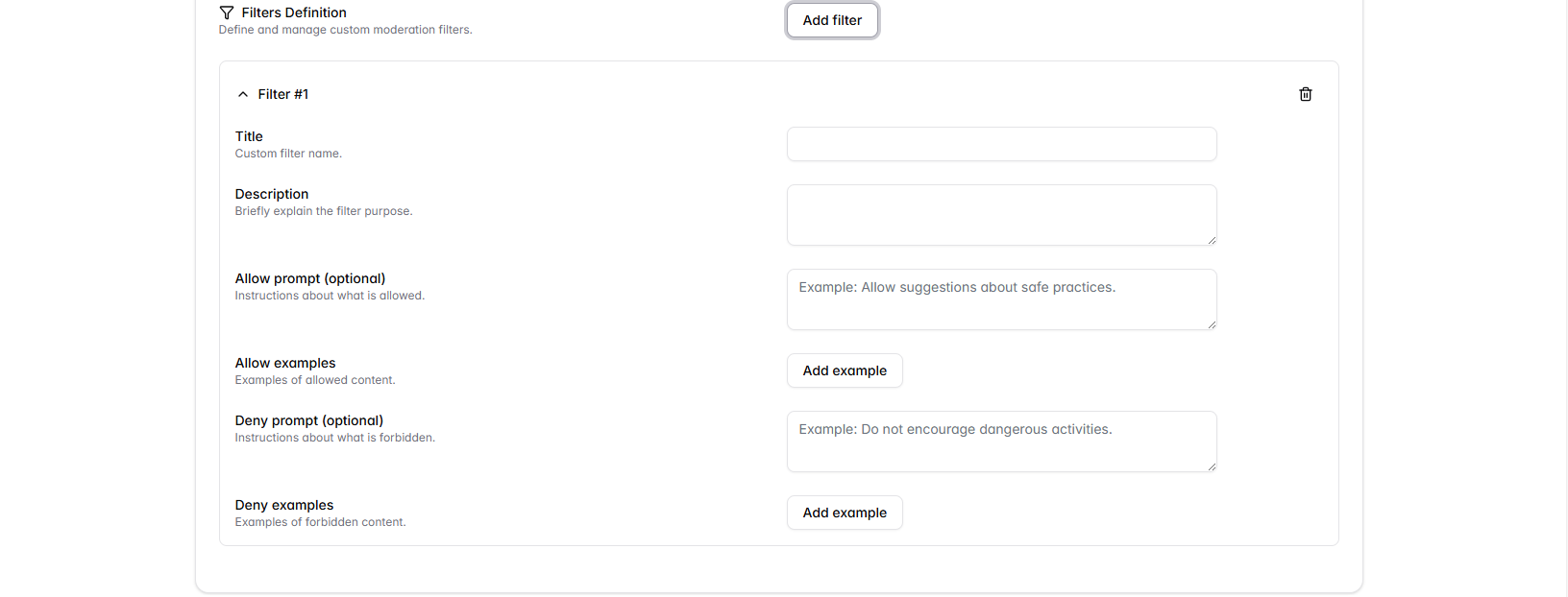 Custom Filter Creation Interface