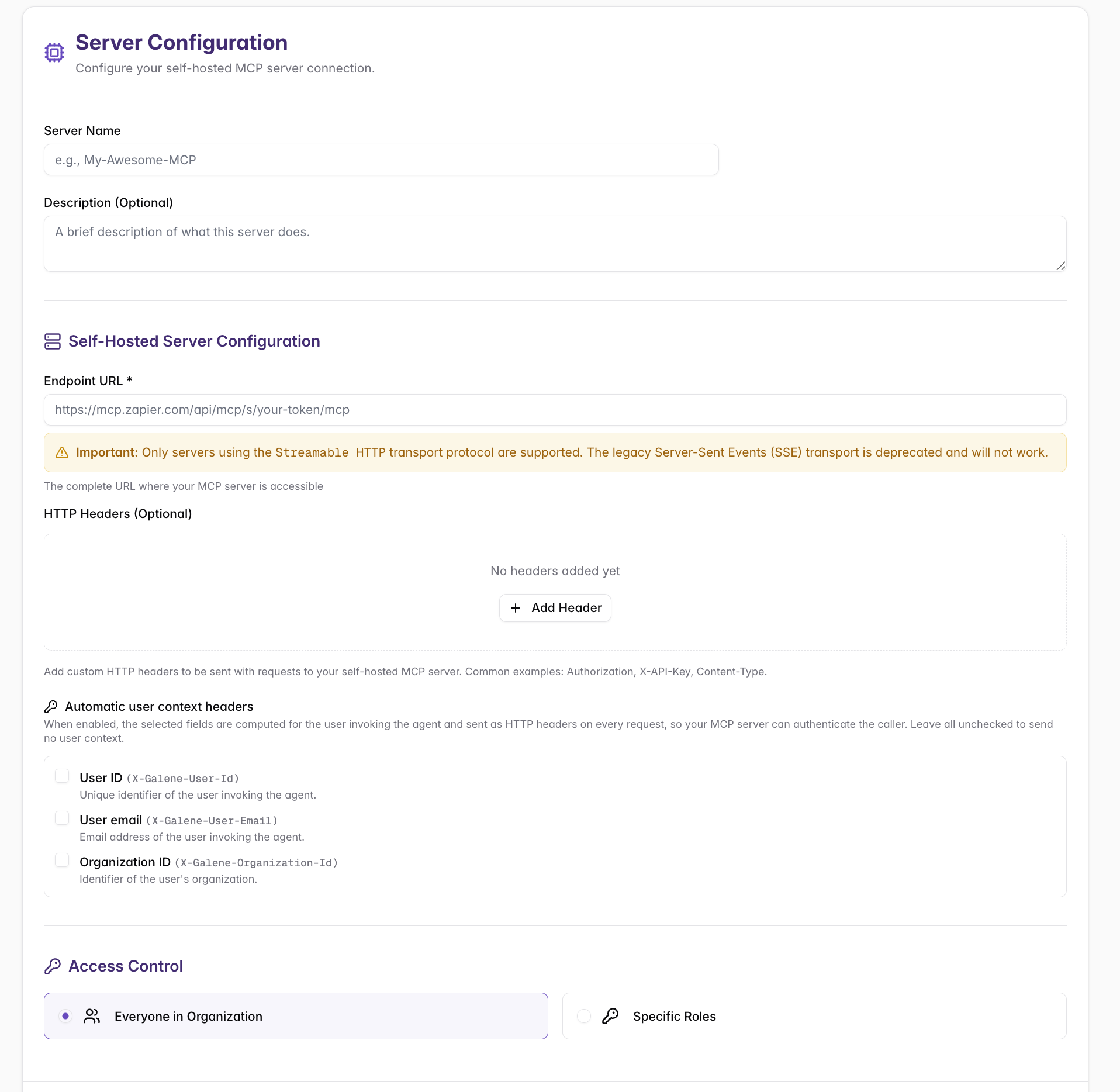 Self-Hosted MCP Configuration