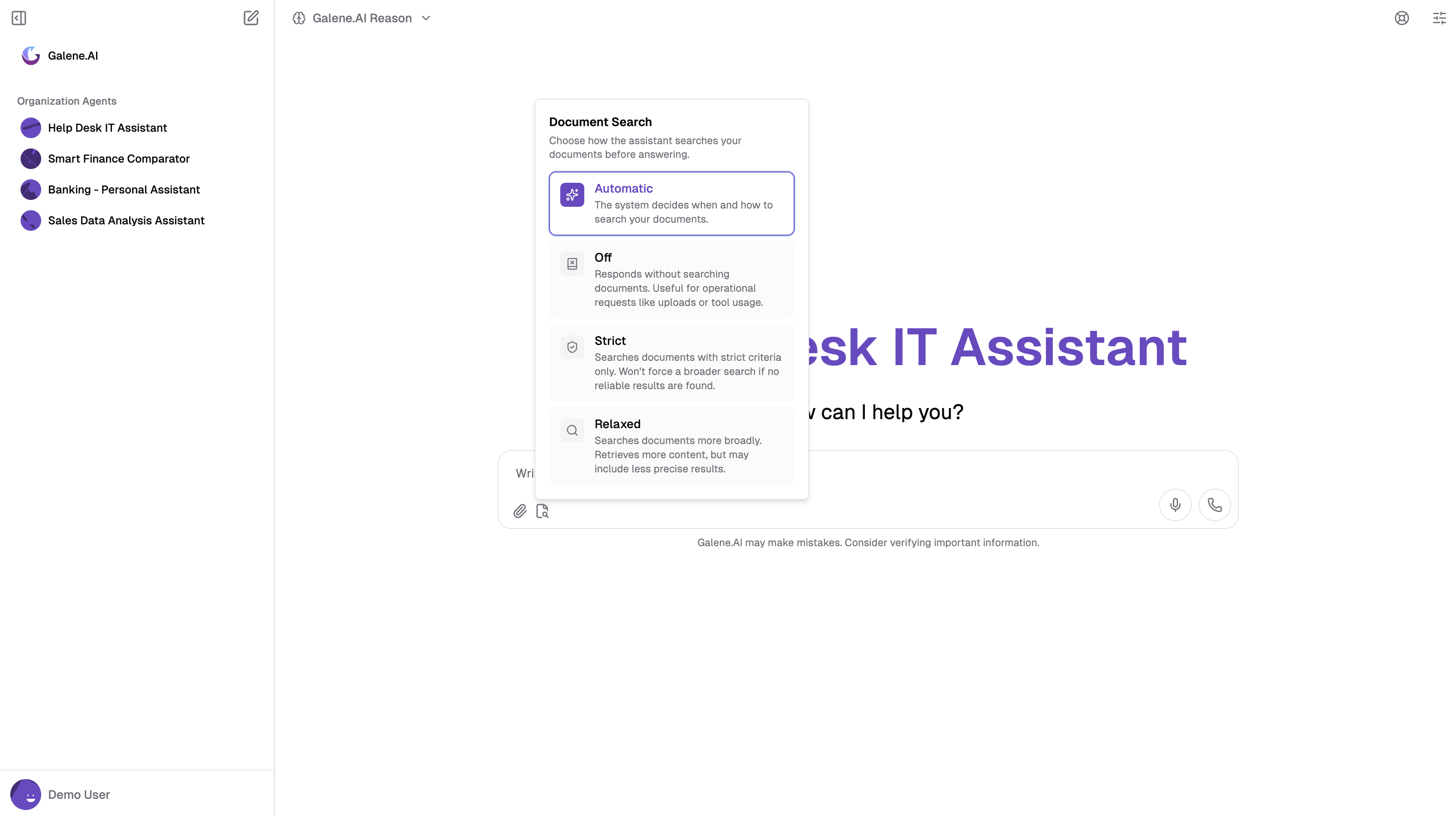 Document Search mode selector