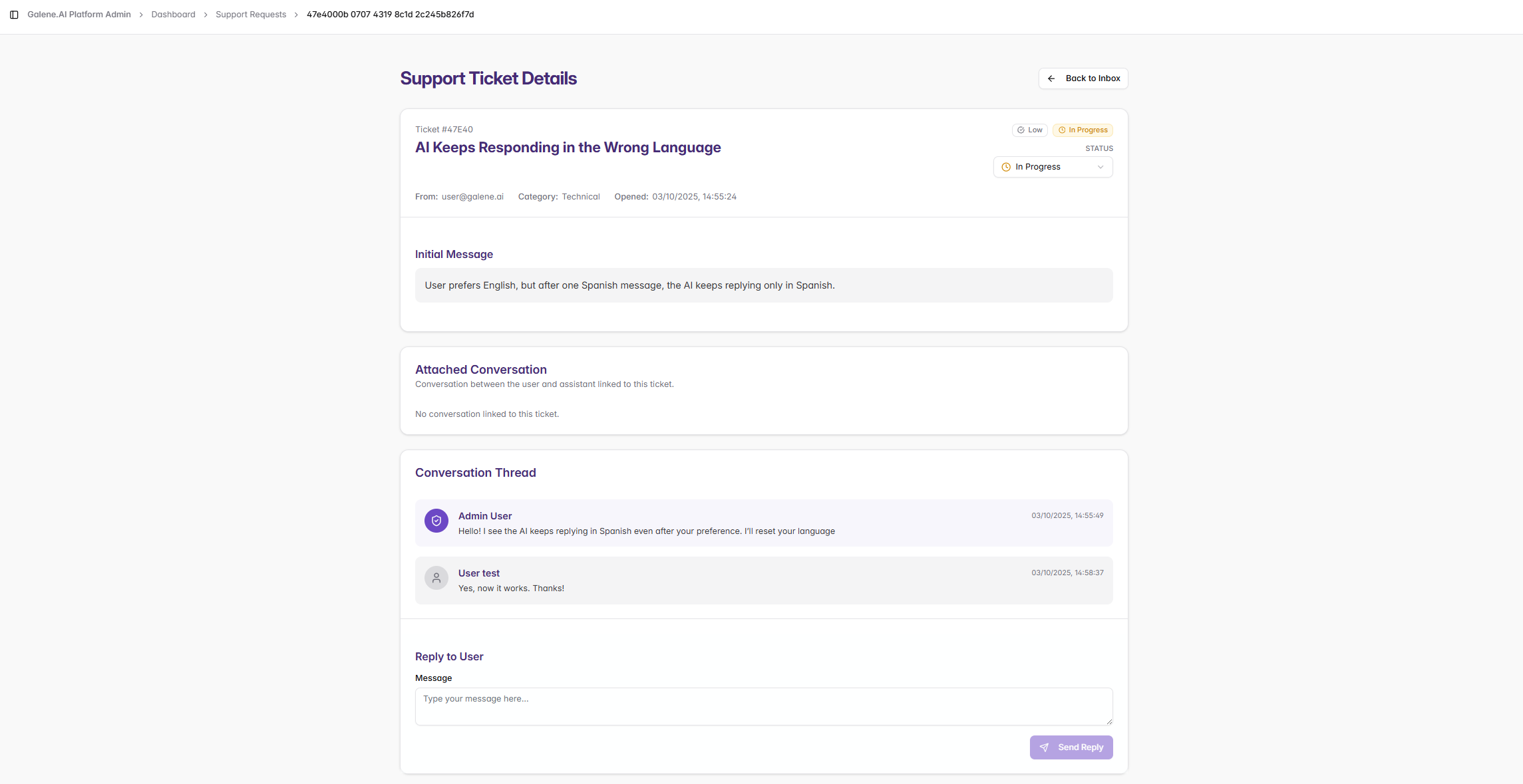 Generic Ticket Details