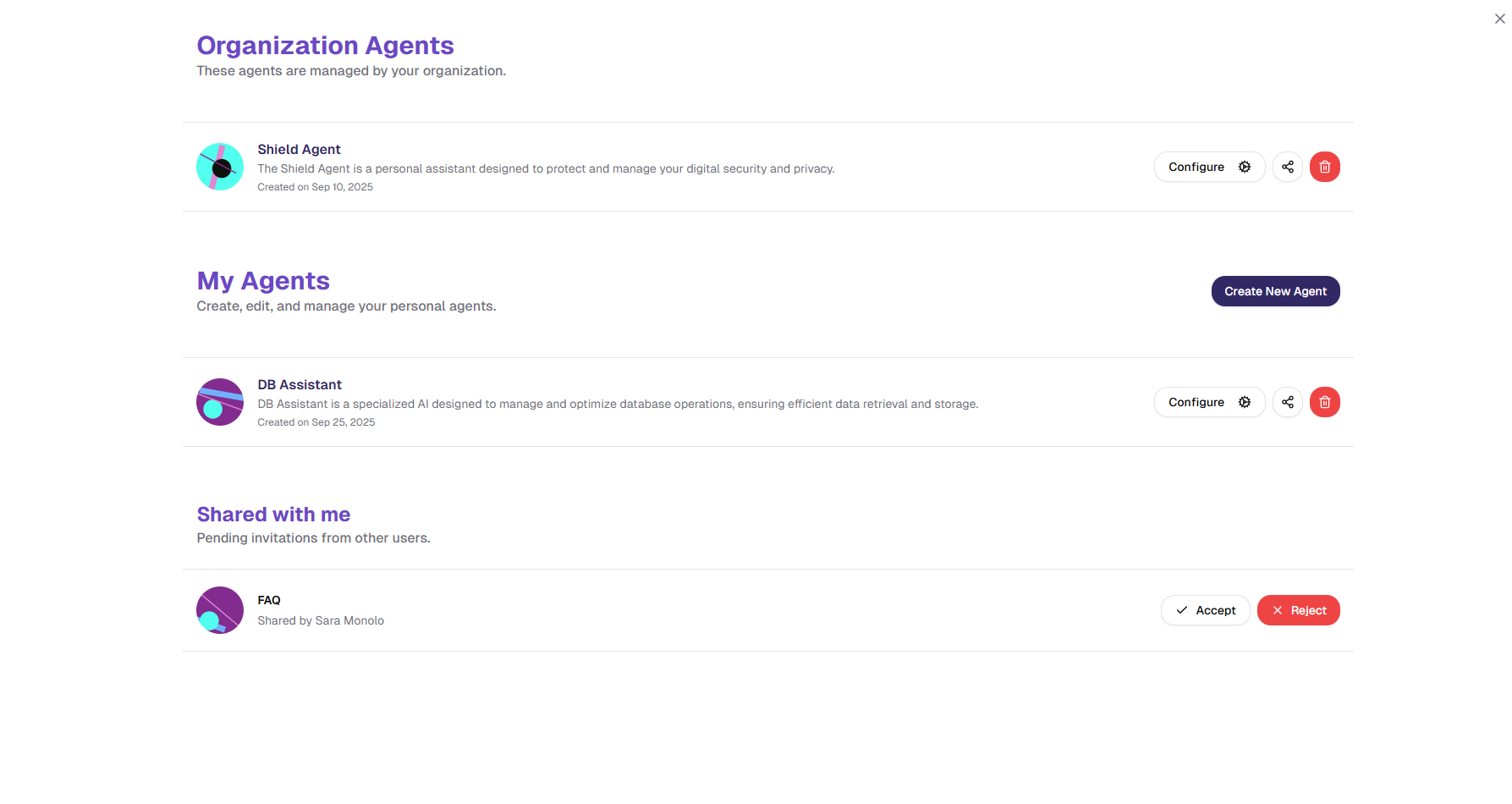 Agent Overview Interface