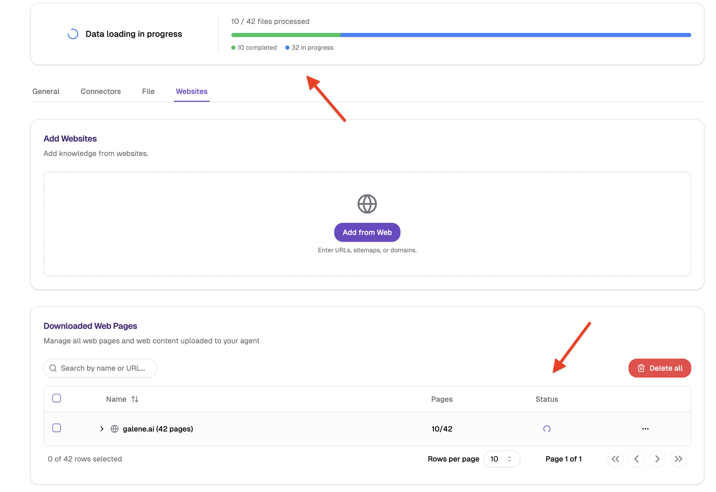 Website Management Interface